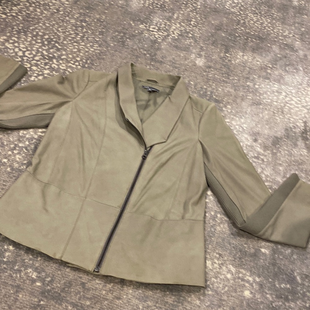 VINCE LEATHER TAUPE / LODEN WOMANS JACKET LINED